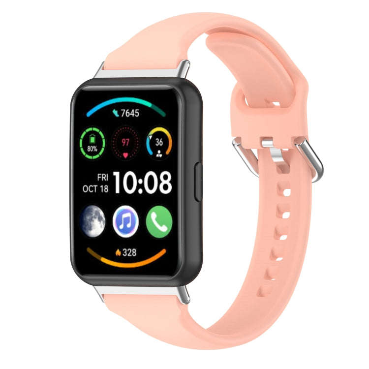 For Huawei Watch Fit 2 Small Waist Silicone Watch Band, Size:L(Light Pink)