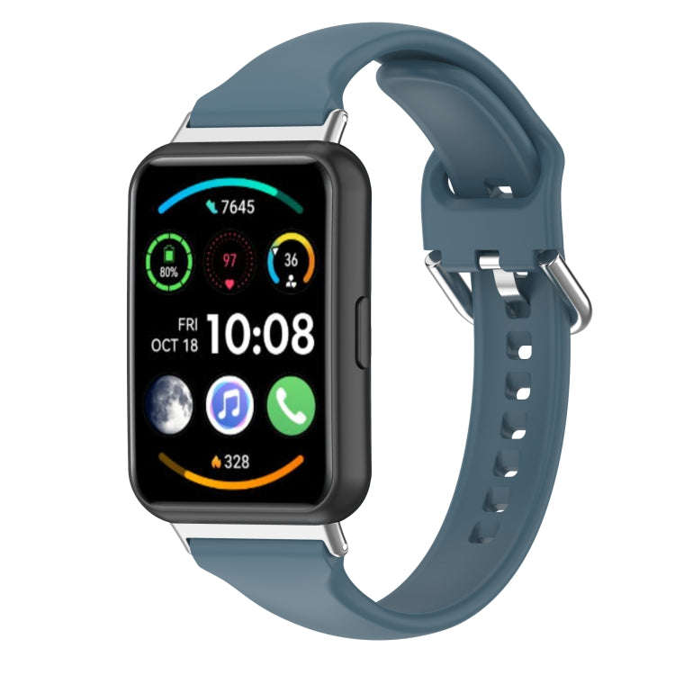 For Huawei Watch Fit 2 Small Waist Silicone Watch Band, Size:L(Rock Cyan)