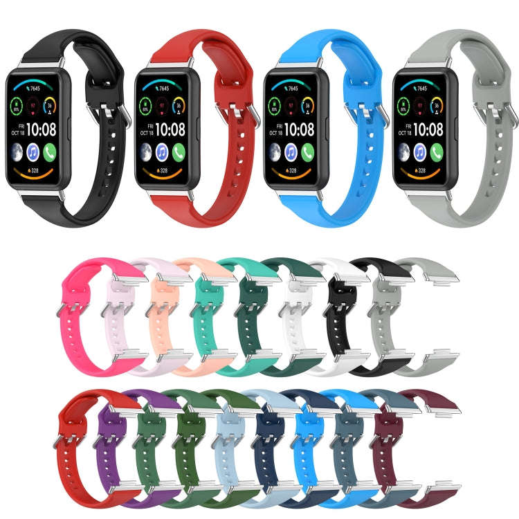 For Huawei Watch Fit 2 Small Waist Silicone Watch Band, Size:L(Wine Red)