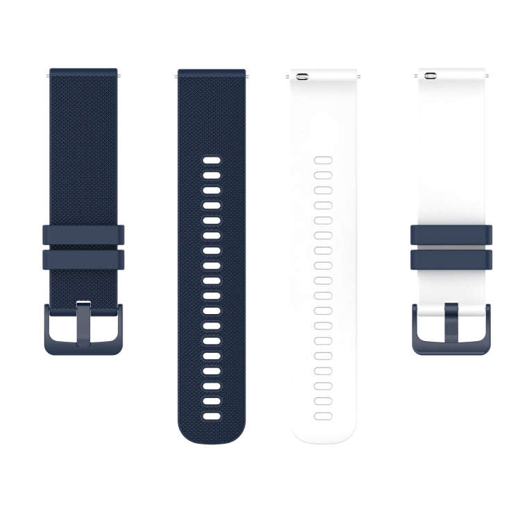 For Suunto 5 Peak Small Plaid Texture Two-color Silicone Watch Band(Navy Blue White)