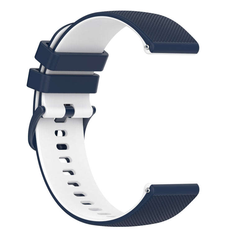 For Suunto 5 Peak Small Plaid Texture Two-color Silicone Watch Band(Navy Blue White)
