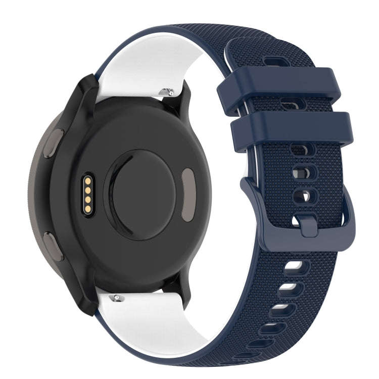 For Suunto 5 Peak Small Plaid Texture Two-color Silicone Watch Band(Navy Blue White)
