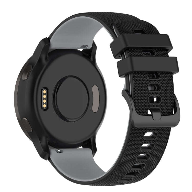For Suunto 5 Peak Small Plaid Texture Two-color Silicone Watch Band(Black Grey)