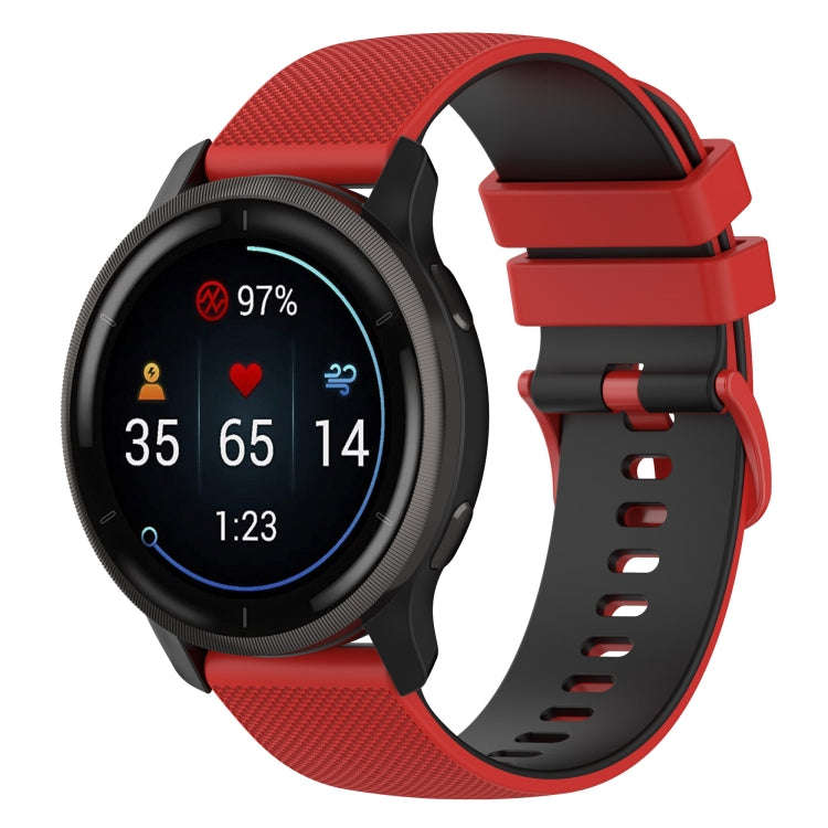 For Suunto 5 Peak Small Plaid Texture Two-color Silicone Watch Band(Red Black)
