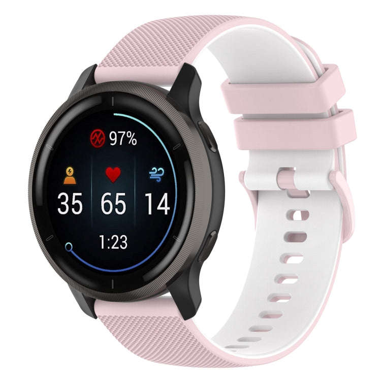 For Suunto 5 Peak Small Plaid Texture Two-color Silicone Watch Band(Sand Pink White)
