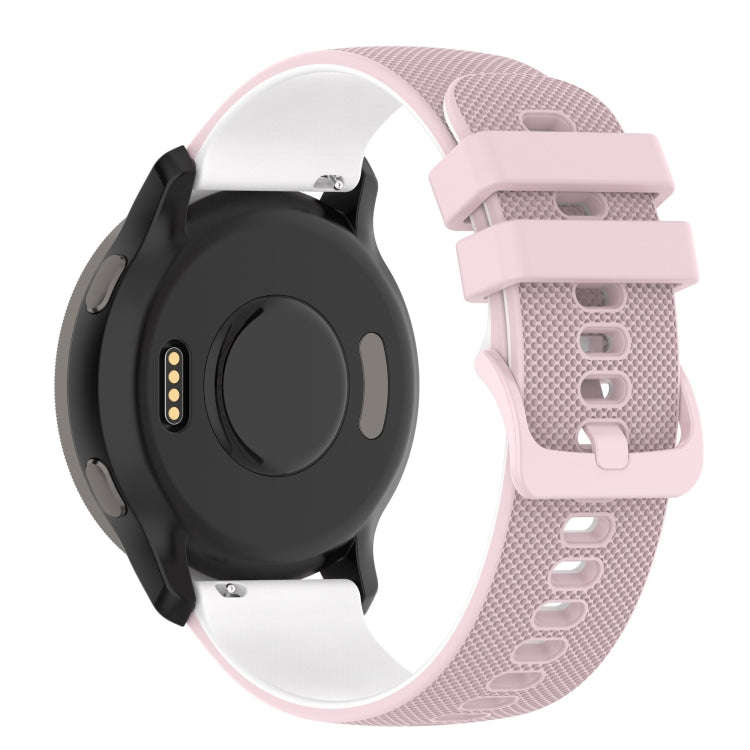 For Suunto 5 Peak Small Plaid Texture Two-color Silicone Watch Band(Sand Pink White)