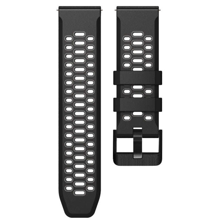 For Suunto 7 Three Rows Holes Silicone Watch Band(Black Grey)