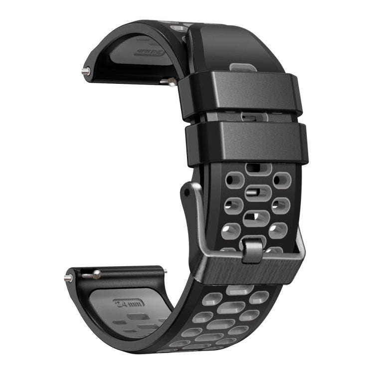 For Suunto 7 Three Rows Holes Silicone Watch Band(Black Grey)