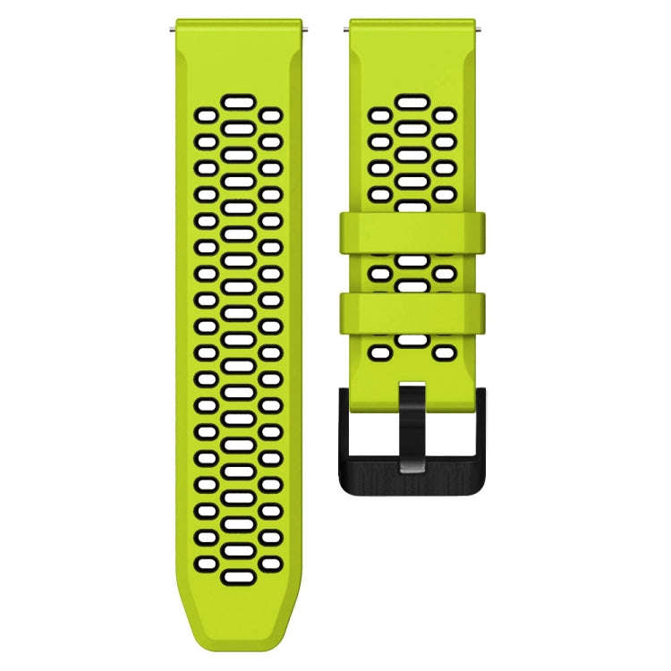 For Suunto 7 Three Rows Holes Silicone Watch Band(Lime Green Black)