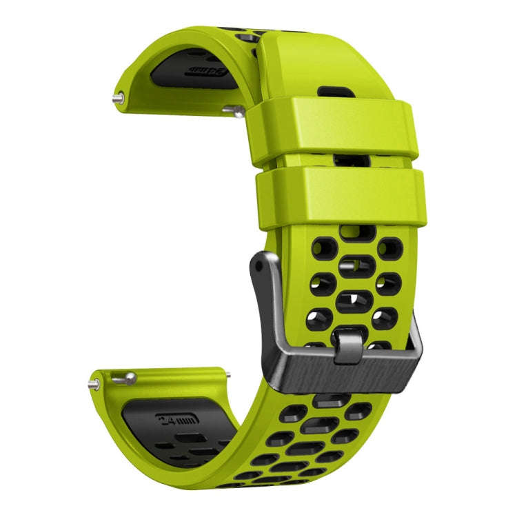 For Suunto 7 Three Rows Holes Silicone Watch Band(Lime Green Black)
