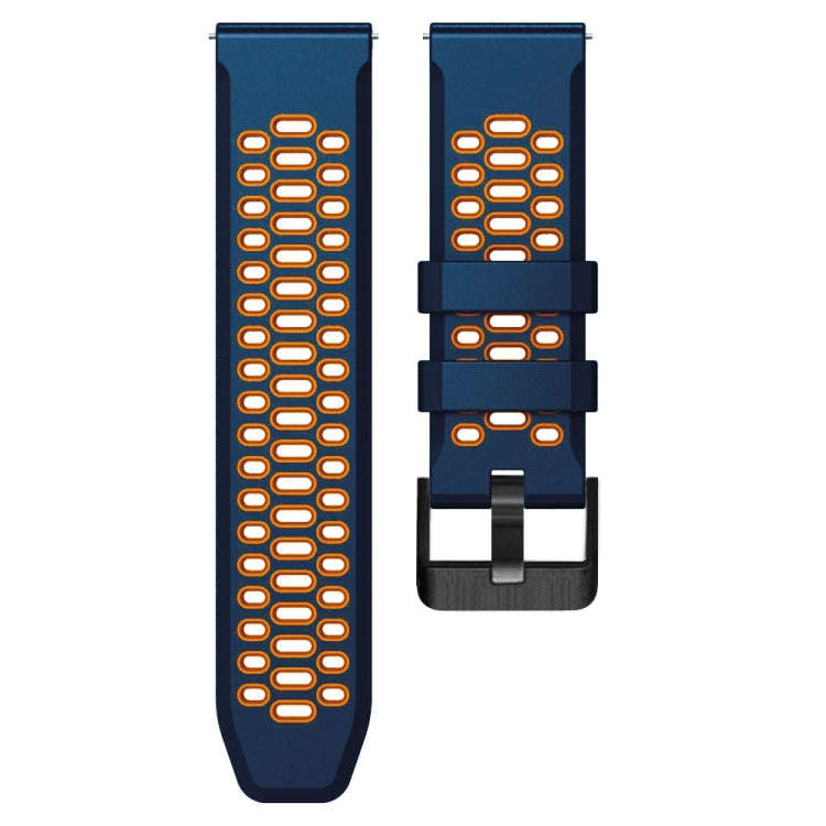 For Suunto 7 Three Rows Holes Silicone Watch Band(Midnight Blue Orange)