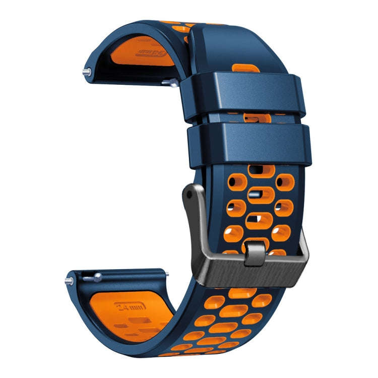 For Suunto 7 Three Rows Holes Silicone Watch Band(Midnight Blue Orange)
