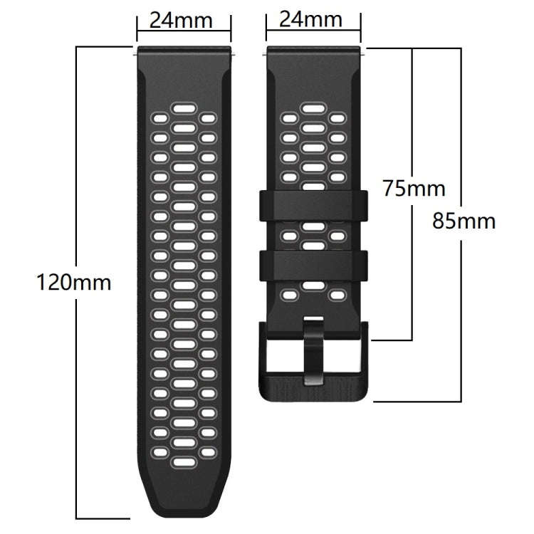 For Suunto 7 Three Rows Holes Silicone Watch Band(Orange Black)