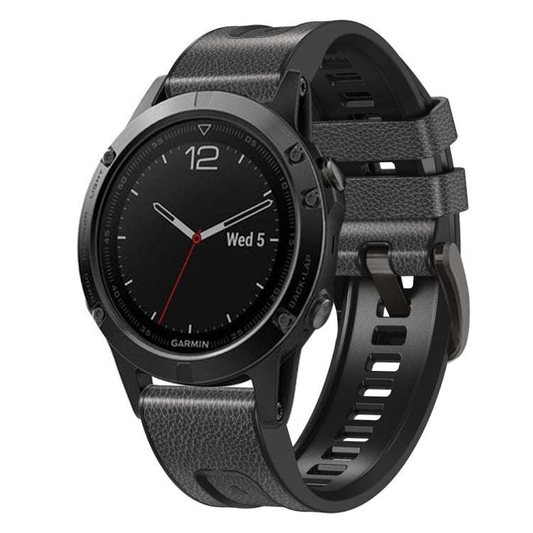 For Garmin Fenix 7 Quick Release Silicone Leather Watch Band(Carbon Grey)
