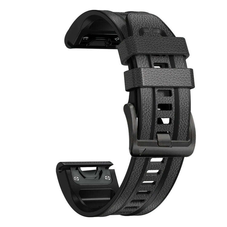For Garmin Fenix 7 Quick Release Silicone Leather Watch Band(Carbon Grey)