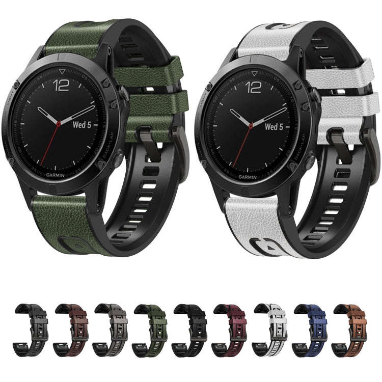 For Garmin Fenix 7 Quick Release Silicone Leather Watch Band(Wine Red)