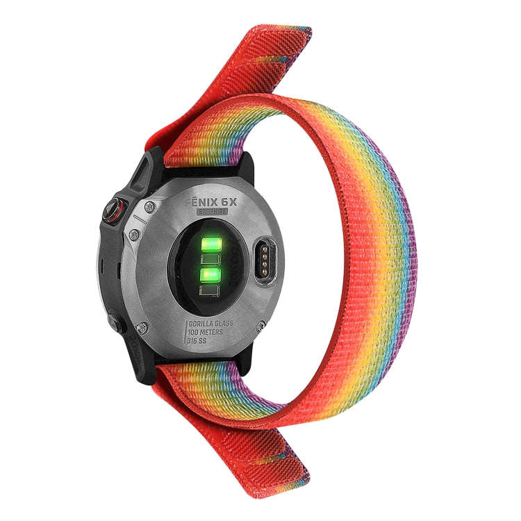 For Garmin Fenix 7 Hook And Loop Fastener Nylon Watch Band(Colorful)
