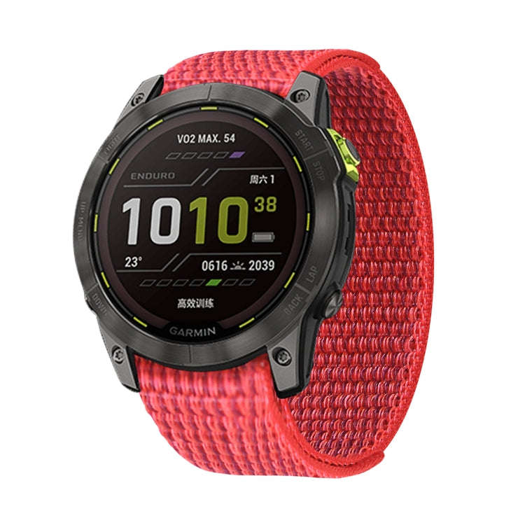 For Garmin Fenix 7 Hook And Loop Fastener Nylon Watch Band(Red)
