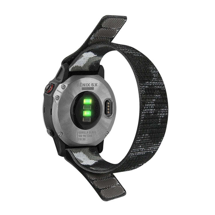 For Garmin Fenix 7 Hook And Loop Fastener Nylon Watch Band(Grey Camouflage)