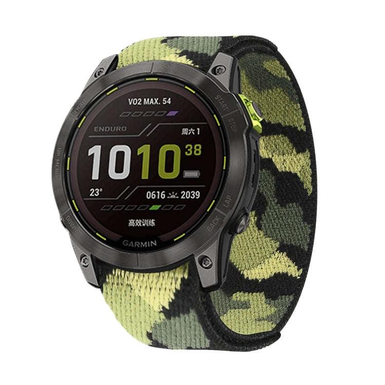 For Garmin Fenix 7 Hook And Loop Fastener Nylon Watch Band(Camouflage Green)