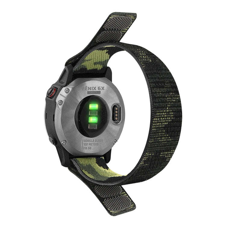 For Garmin Fenix 7 Hook And Loop Fastener Nylon Watch Band(Camouflage Green)