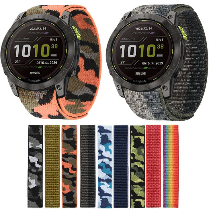 For Garmin Fenix 7 Hook And Loop Fastener Nylon Watch Band(Camouflage Blue)