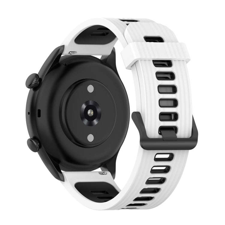 For Amazfit GTR 4 / GTS 4 / GTR 3 22mm Stripe Two-color Silicone Stainless Steel Buckle Watch Ban...