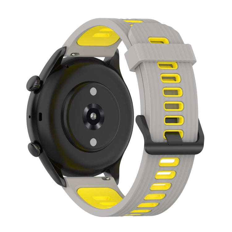 For Amazfit GTR 4 / GTS 4 / GTR 3 22mm Stripe Two-color Silicone Stainless Steel Buckle Watch Ban...