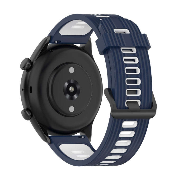 For Amazfit GTR 4 / GTS 4 / GTR 3 22mm Stripe Two-color Silicone Stainless Steel Buckle Watch Ban...