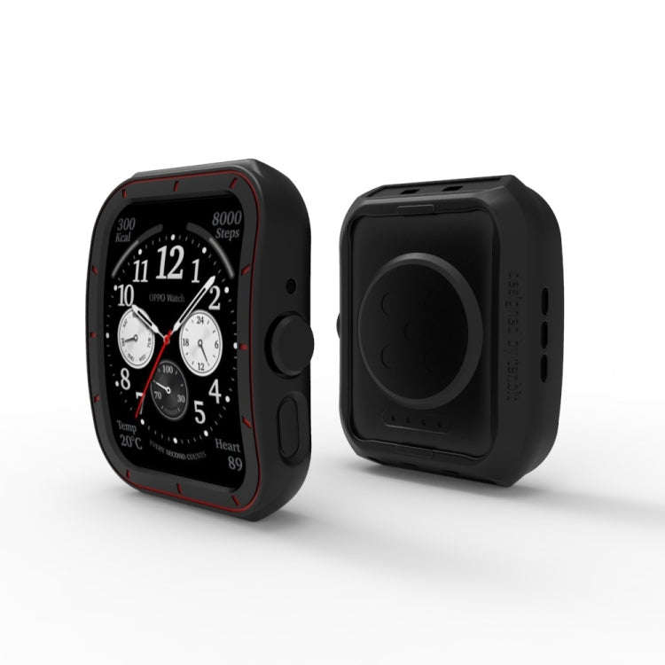 For OPPO Watch 3 TPU Half-cover Hollowed Watch Case with scale(Black Red)