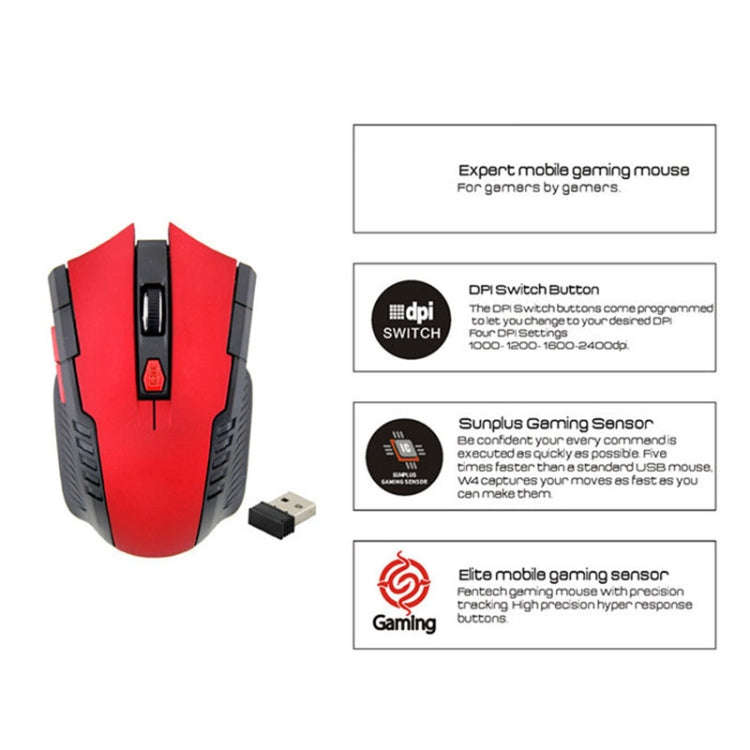 6-keys 2.4G 1600DPI Three-speed Adjustable Wireless Office Mouse(Gold)