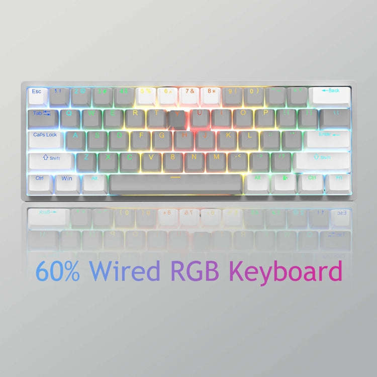 AULA F3261 Type-C Wired Hot Swappable 61 Keys RGB Mechanical Keyboard(White Grey Green Shaft)