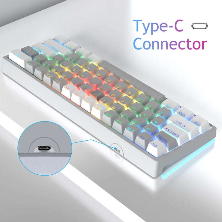 AULA F3261 Type-C Wired Hot Swappable 61 Keys RGB Mechanical Keyboard(White Grey Green Shaft)