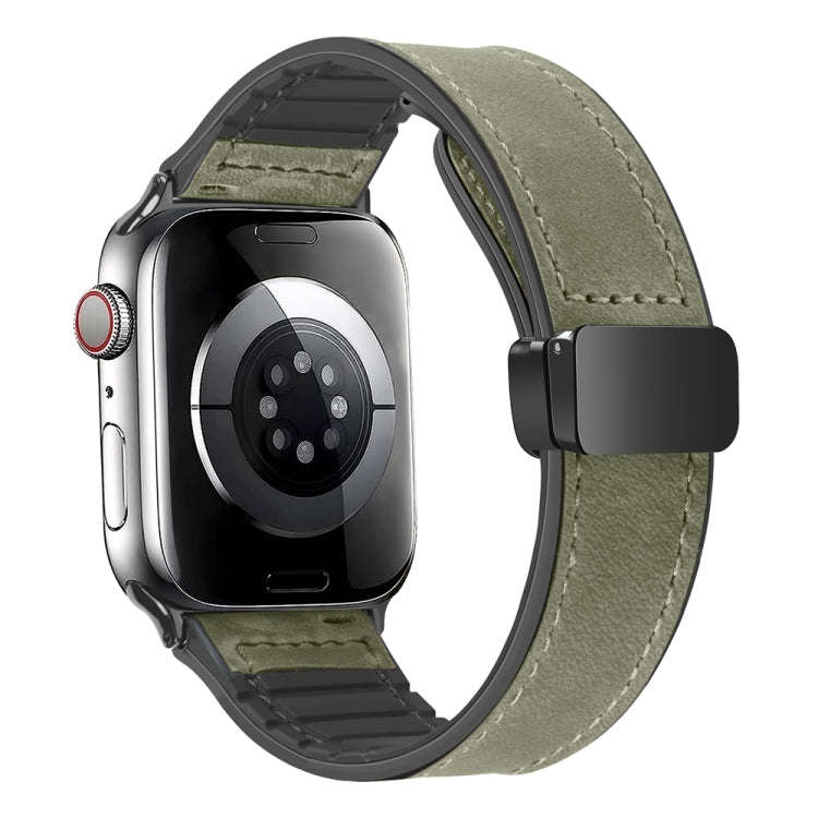 Magnetic Folding Silicone Leather Watch Band For Apple Watch Series 9&8&7 41mm / SE 3&SE 2&6&SE&5...