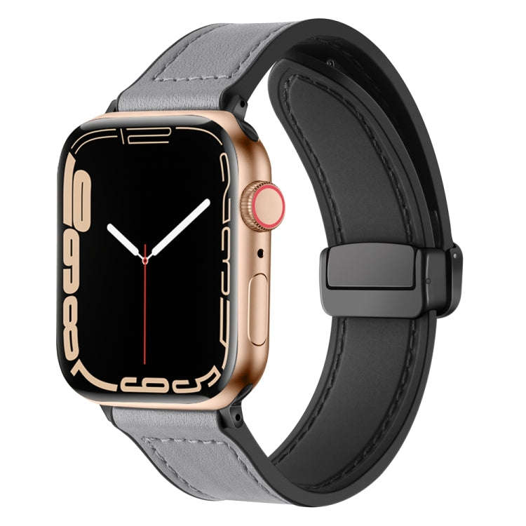 Magnetic Folding Silicone Leather Watch Band For Apple Watch Series 9&8&7 41mm / SE 3&SE 2&6&SE&5...