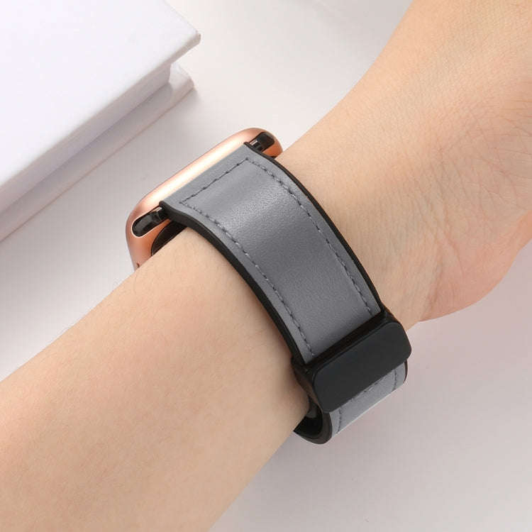 Magnetic Folding Silicone Leather Watch Band For Apple Watch Series 9&8&7 41mm / SE 3&SE 2&6&SE&5...