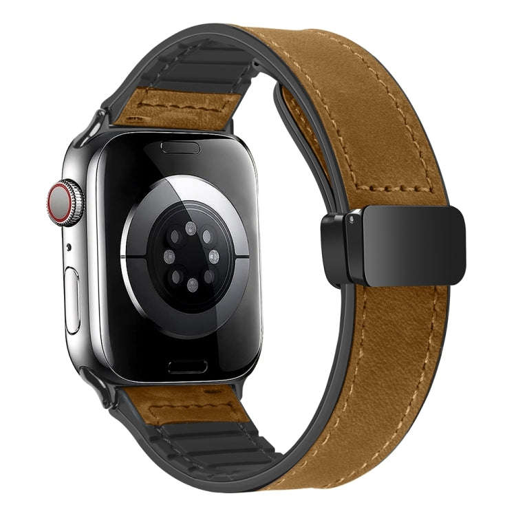 Magnetic Folding Silicone Leather Watch Band For Apple Watch Series 9&8&7 41mm / SE 3&SE 2&6&SE&5...