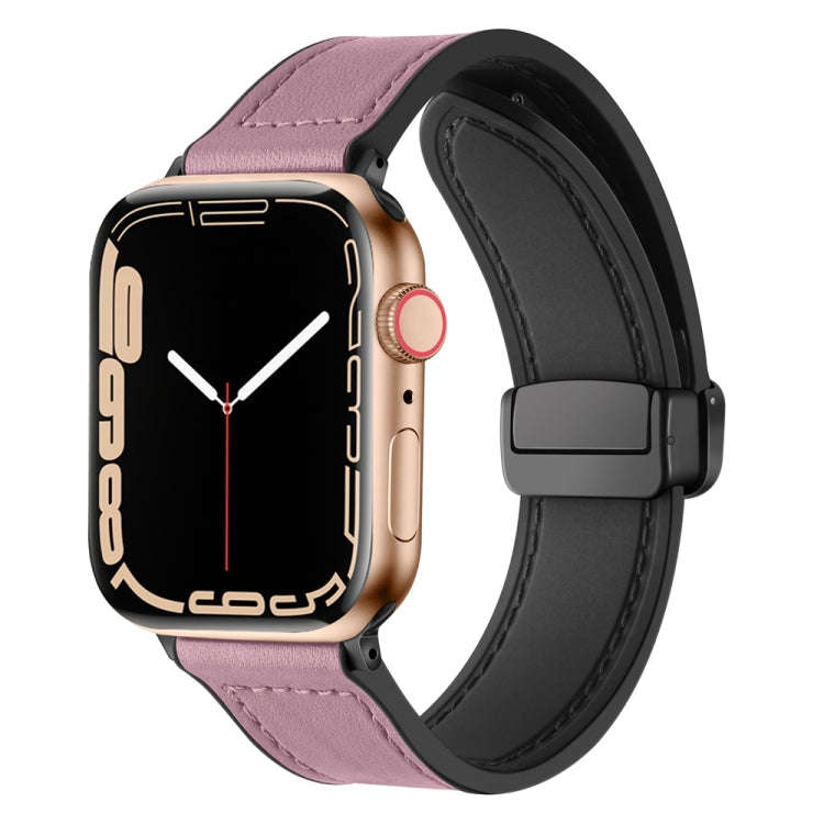 Magnetic Folding Silicone Leather Watch Band For Apple Watch Series 9&8&7 41mm / SE 3&SE 2&6&SE&5...