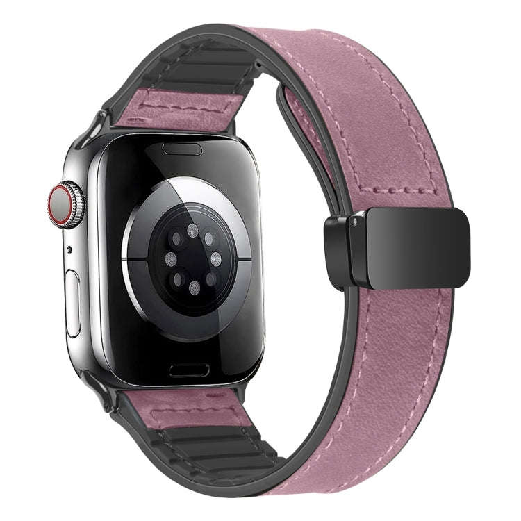 Magnetic Folding Silicone Leather Watch Band For Apple Watch Series 9&8&7 41mm / SE 3&SE 2&6&SE&5...