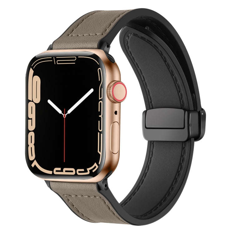 Magnetic Folding Silicone Leather Watch Band For Apple Watch Series 9&8&7 41mm / SE 3&SE 2&6&SE&5...