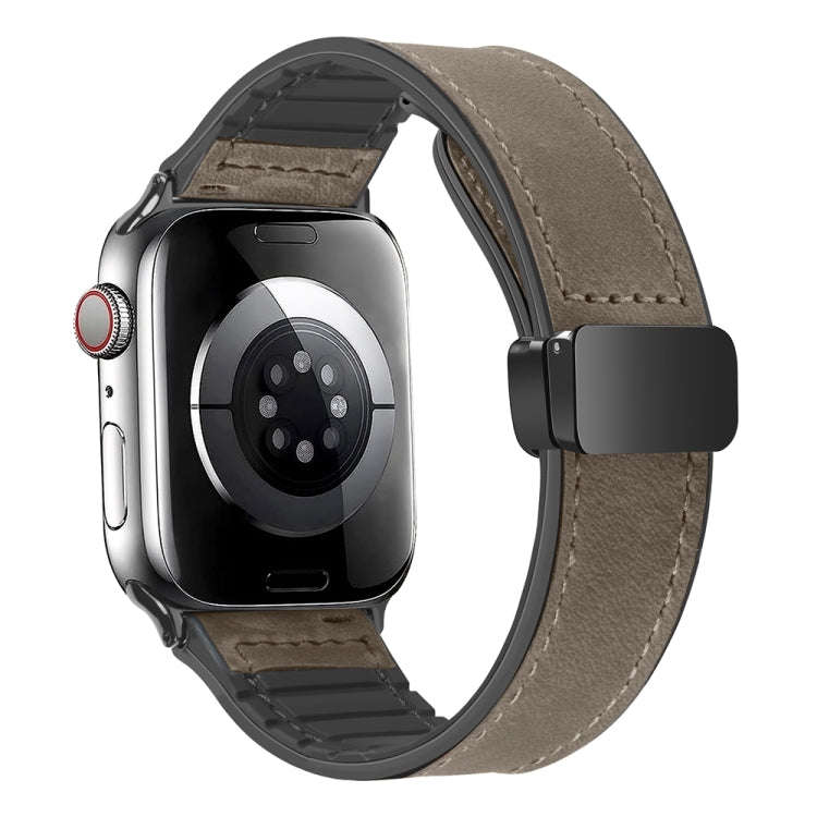 Magnetic Folding Silicone Leather Watch Band For Apple Watch Series 9&8&7 41mm / SE 3&SE 2&6&SE&5...