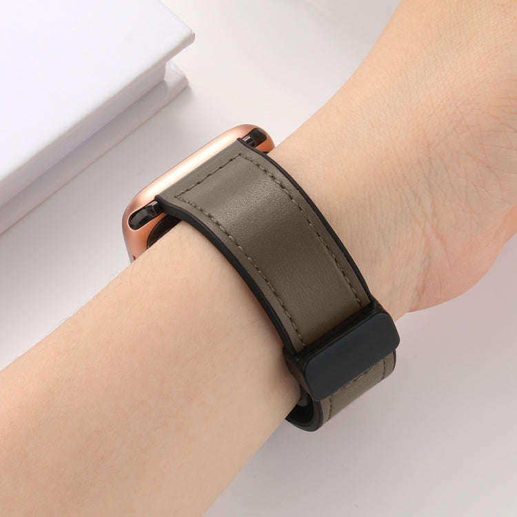 Magnetic Folding Silicone Leather Watch Band For Apple Watch Series 9&8&7 41mm / SE 3&SE 2&6&SE&5...