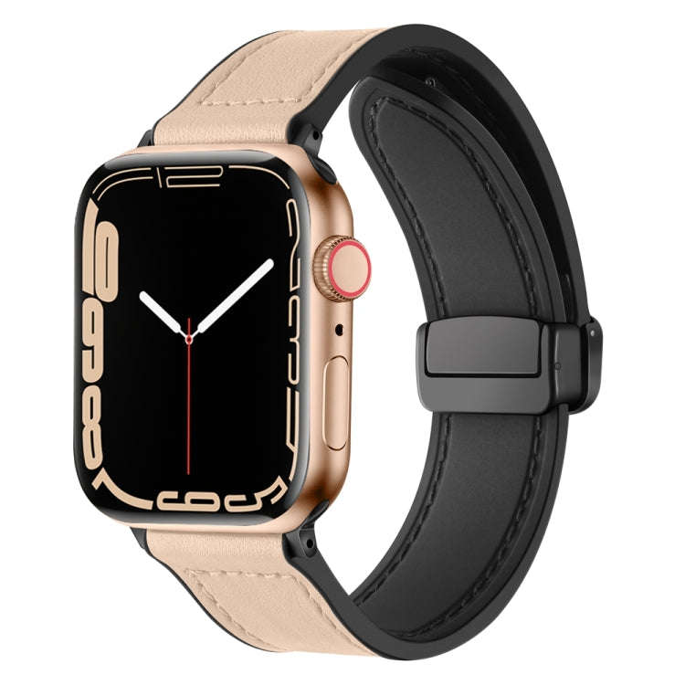 Magnetic Folding Silicone Leather Watch Band For Apple Watch Series 9&8&7 41mm / SE 3&SE 2&6&SE&5...