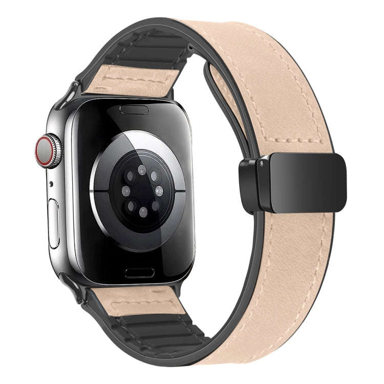 Magnetic Folding Silicone Leather Watch Band For Apple Watch Series 9&8&7 41mm / SE 3&SE 2&6&SE&5...