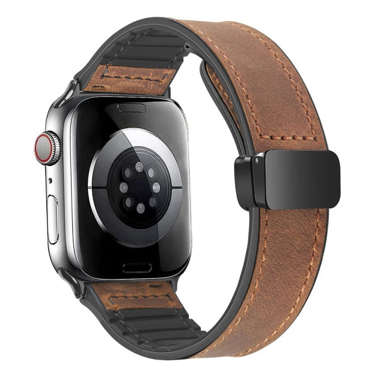 Magnetic Folding Silicone Leather Watch Band For Apple Watch Ultra 49mm&Watch Ultra 2 49mm / Seri...