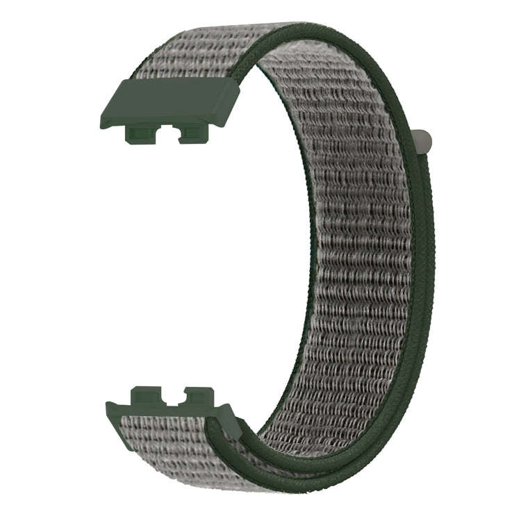 For Huawei Band 8 16mm Woven Nylon Loop Watch Band(Dark Olive)