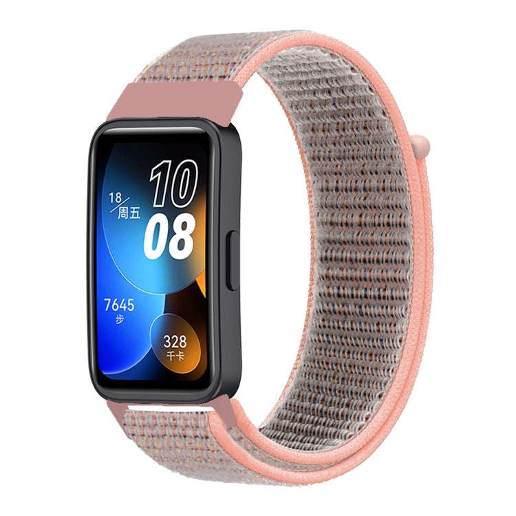 For Huawei Band 8 16mm Woven Nylon Loop Watch Band(Pinkish Color)