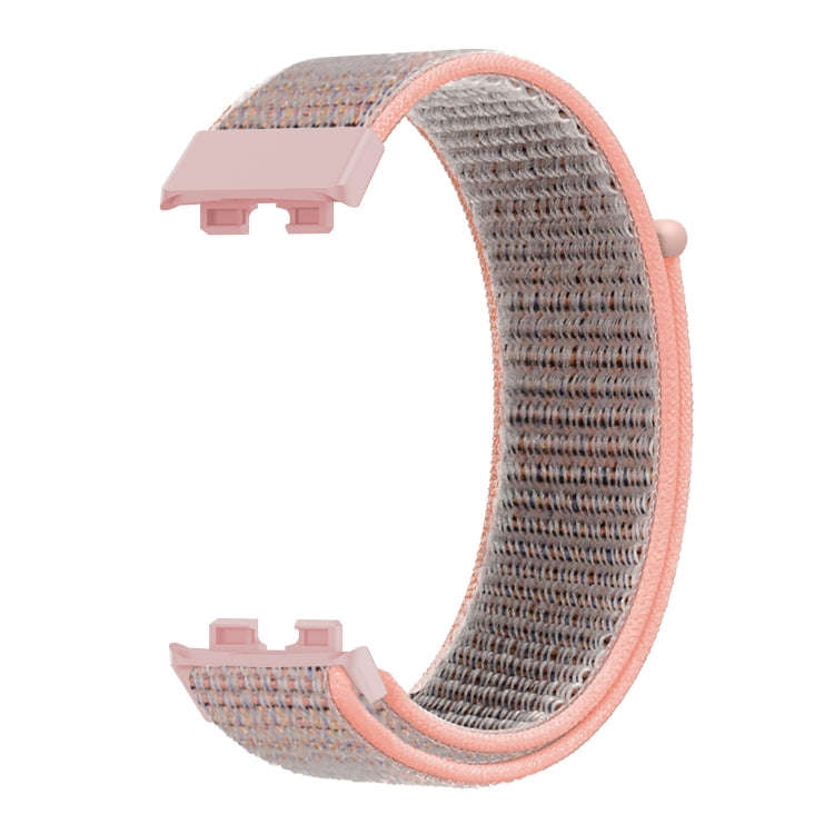 For Huawei Band 8 16mm Woven Nylon Loop Watch Band(Pinkish Color)