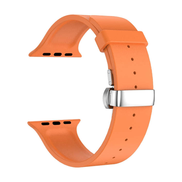 Metal Butterfly Buckle Silicone Watch Band For Apple Watch 2 42mm(Orange)