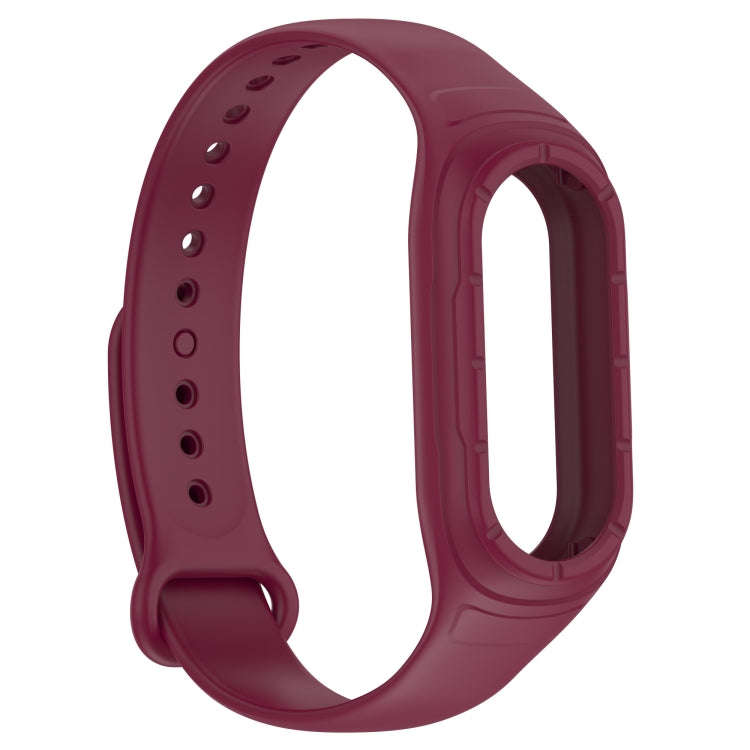 For Xiaomi Mi Band 8 Integrated Silicone Replacement Watch Band(Wine Red)